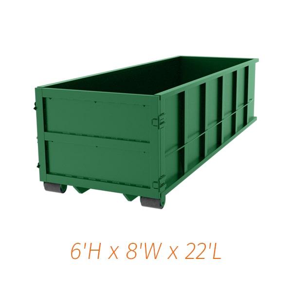 our 30 yard dumpsters are suitable for construction debris, household junk, and yard waste